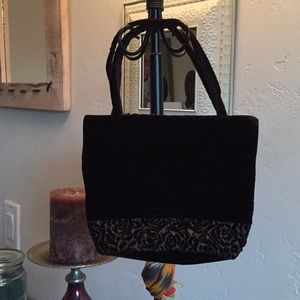 Black velvet mini bag.